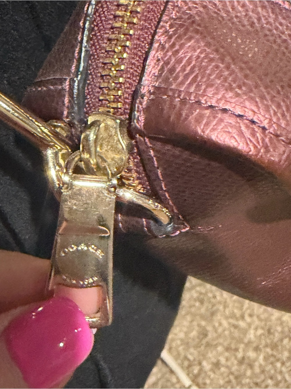 Coach Metallic Burgundy Leather Satchel with Gold Hardware and Detachable Strap - Picture 5 of 13